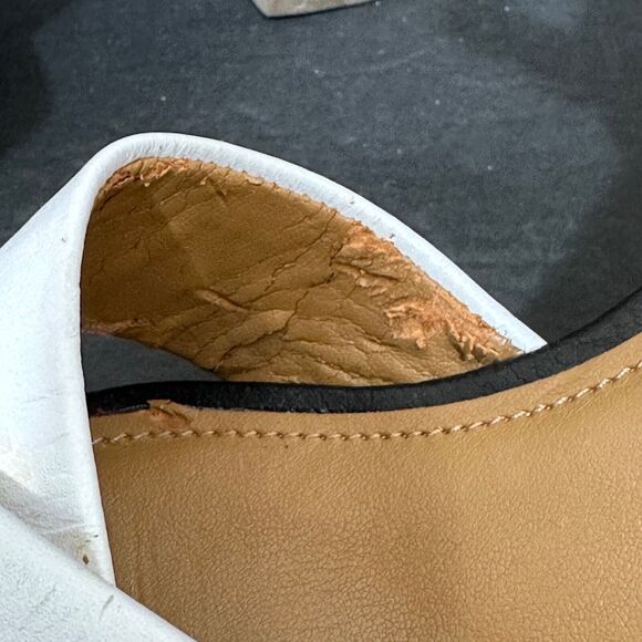 Coach Open Toe Heels Women's 9B White Brown Two Tone Crossover Ankle Strap - Picture 3 of 11